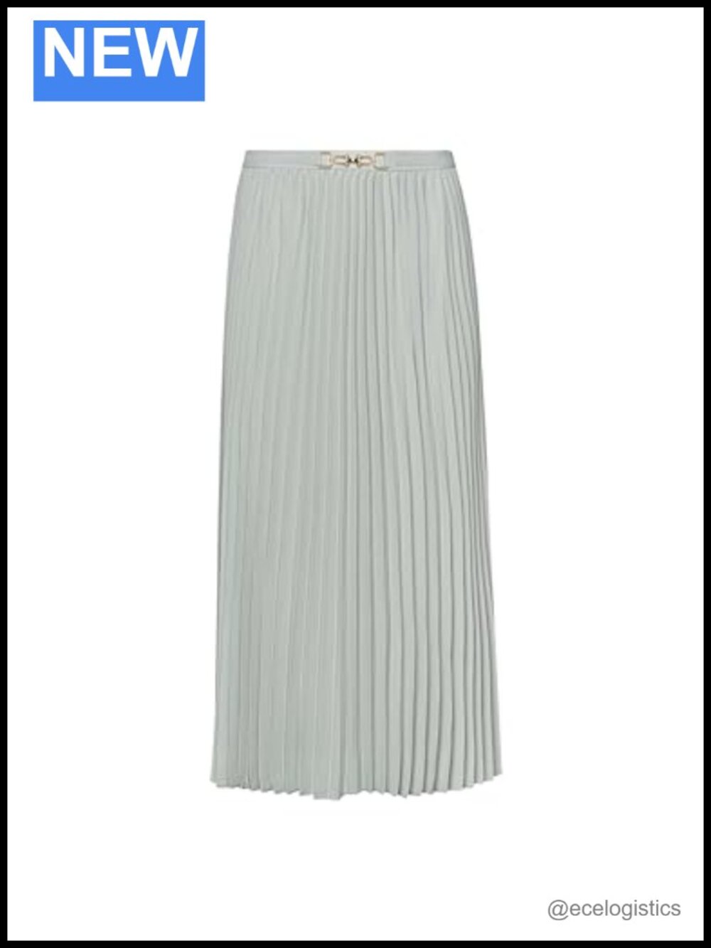 Pleated Midi Skirt Pull On Flat Front Belt 100% Polyester